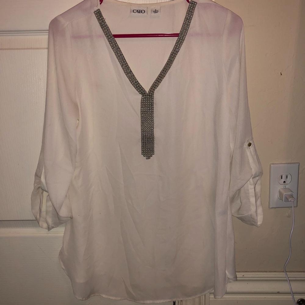 Creme Blouse w/ pearls